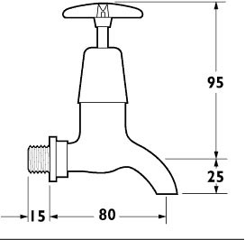 Technical image of Deva Cross Handle 1/2" Bib Taps (Pair).