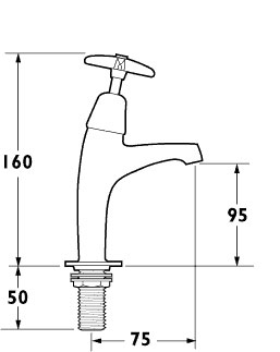Technical image of Deva Cross Handle High Neck Sink Taps (pair)