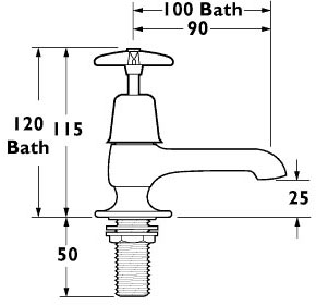 Technical image of Deva Cross Handle Long Spout Basin Taps (Pair).