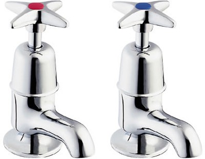 Larger image of Deva Cross Handle Pillar Basin Taps With Short Spouts (Pair).