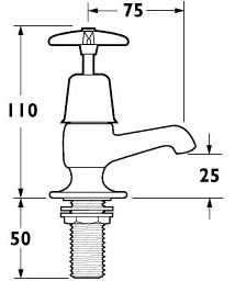 Technical image of Deva Cross Handle Pillar Basin Taps With Short Spouts (Pair).