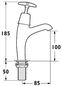 Technical image of Deva Cross Handle High Neck Sink Taps (Pair).