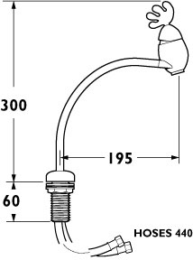 Technical image of Deva Designer Cornetti Double Reach Mono Mixer & Swivel, (High Pressure).