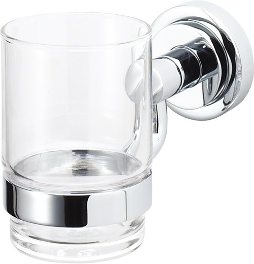 Larger image of Deva Abbie Glass Tumbler And Holder (Chrome).