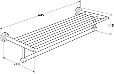 Technical image of Deva Abbie Towel Rack 640mm (Chrome).