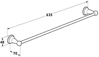 Technical image of Deva Madison Towel Rail 640mm (Chrome).