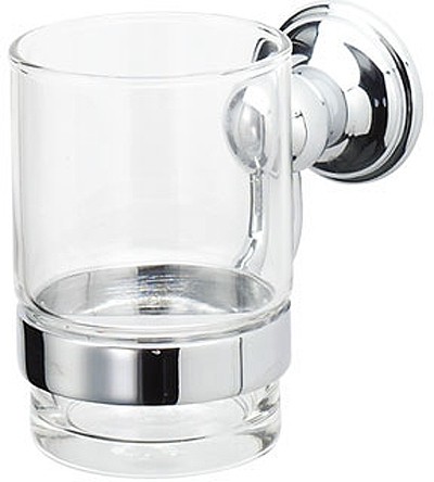 Larger image of Deva Madison Glass Tumbler And Holder (Chrome).