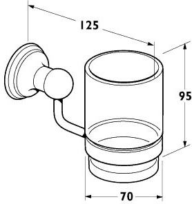 Technical image of Deva Madison Glass Tumbler And Holder (Chrome).