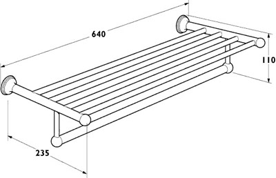 Technical image of Deva Madison Towel Rack 640mm (Chrome).