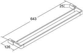 Technical image of Deva Edge Double Towel Rail 640mm (Chrome).