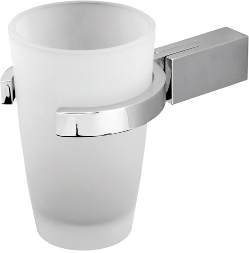 Larger image of Deva Edge Glass Tumbler And Holder (Chrome).