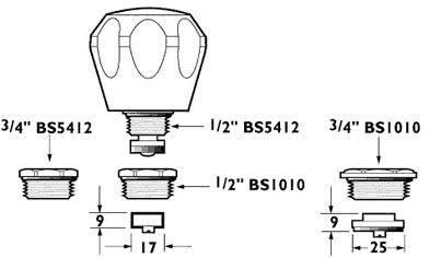 Technical image of Deva Spares Universal Conversion Tap Head Kit With Acrylic Handles (Pair).