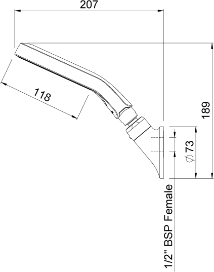 Technical image of Methven Aurajet Aio Wall Shower Head & Short Arm (Chrome).