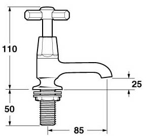 Technical image of Deva Artesian Basin Taps (Pair, Chrome).