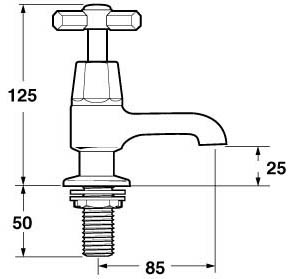 Technical image of Deva Artesian Bath Taps (Pair, Chrome).