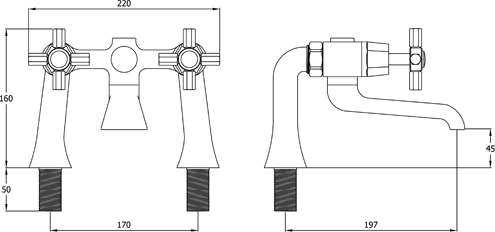 Technical image of Deva Artesian Bath Filler Tap (Chrome).