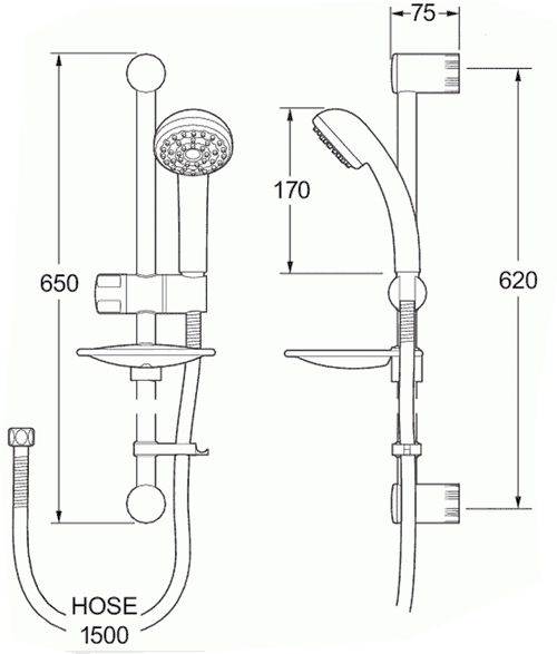 Technical image of Deva Azure Exposed Thermostatic Shower Valve With Single Mode Kit.