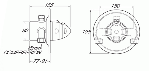 Technical image of Deva Azure Concealed Thermostatic Shower Valve, Single Mode Kit & Regulator.