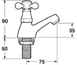 Technical image of Deva Tudor Bathroom Tap Pack 1 (Chrome).