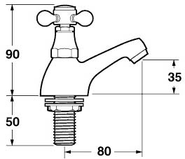 Technical image of Deva Tudor Bathroom Tap Pack 1 (Chrome).