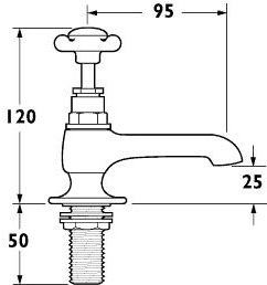 Technical image of Deva Coronation Bath Tap Pack 1 (Chrome).