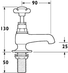 Technical image of Deva Coronation Bath Tap Pack 3 (Chrome).