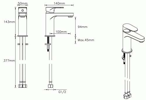 Technical image of Methven Breeze Basin & Bath Filler Tap Pack (Chrome).