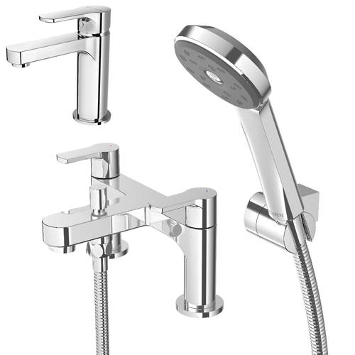 Larger image of Methven Cari Basin & Bath Shower Mixer Tap Pack With Kit (Chrome).