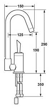 Technical image of Deva Catalyst Mono Sink Mixer Tap With Swivel Spout.