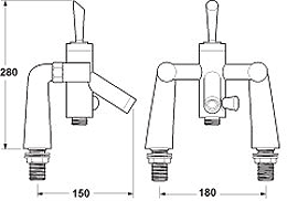 Technical image of Deva Catalyst Bath Shower Mixer Tap With Shower Kit.