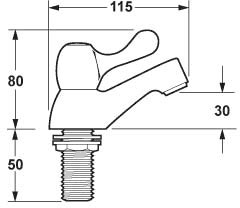 Technical image of Deva Lever Action Lever Bath Taps (Pair).