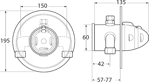 Technical image of Deva Azure TMV2 Thermostatic Concealed Shower Valve Kit (Chrome).