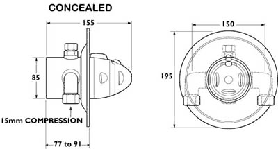 Technical image of Deva Azure Thermostatic Concealed Shower Kit (Chrome).