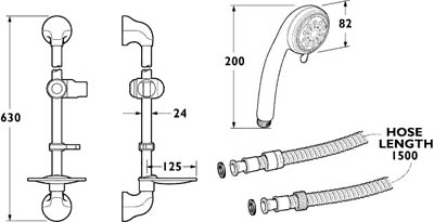 Technical image of Deva Azure Thermostatic Concealed Shower Kit (Chrome).