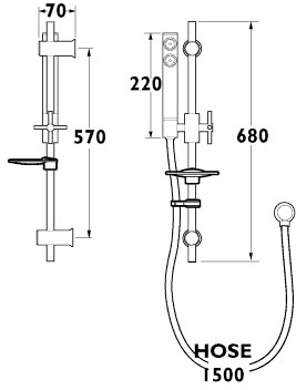 Technical image of Deva Envy Modern Thermostatic Concealed Shower Kit (Chrome).