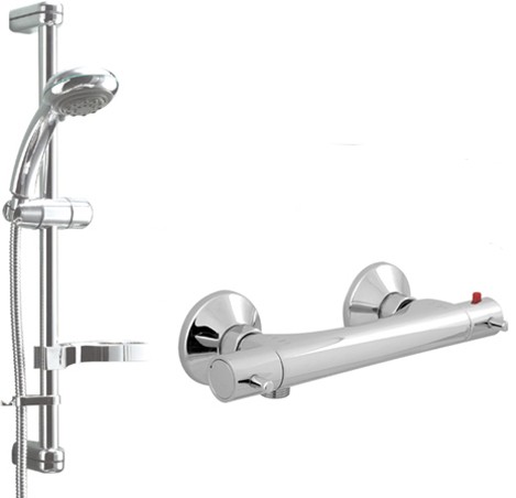 Larger image of Deva Vision Modern Thermostatic Bar Shower Kit (Chrome).