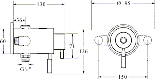 Technical image of Deva Vision TMV2 Thermostatic Concealed Shower Valve Kit (Chrome).