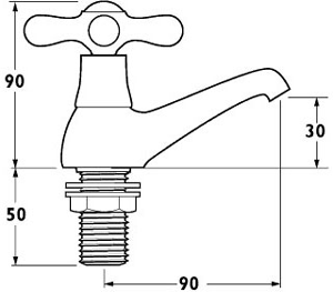 Technical image of Deva Consort Bath Taps (Pair, Gold).