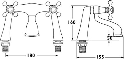 Technical image of Deva Consort Bath Filler Tap (Gold).