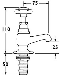 Technical image of Deva Coronation Vanity Basin Taps (Pair, Gold).