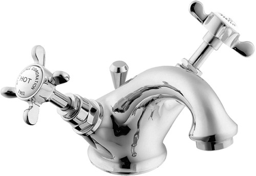 Deva Gold Coronation Mono Basin Mixer Tap With Pop Up Waste (Chrome).