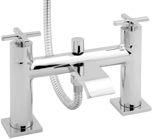 Larger image of Deva Crux Bath Shower Mixer Tap With Shower Kit And Wall Bracket (Chrome).