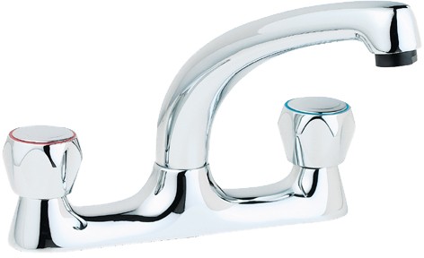 Deva Gold Profile Dual Flow Kitchen Tap With Swivel Spout (Chrome). - Image 3