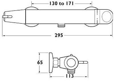 Technical image of Deva Thermostatic Thermostatic Single Lever Shower Valve.