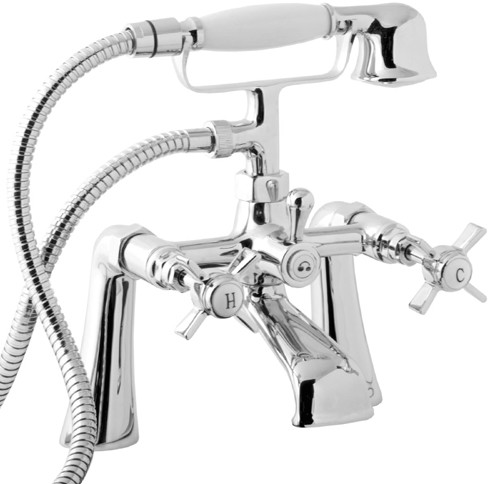 Larger image of Deva Durham Bath Shower Mixer Tap With Shower Kit (Chrome).