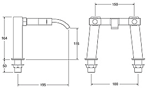 Technical image of Deva Edge Bath Filler Tap.