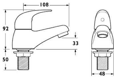 Technical image of Deva Elan Midi Bath Taps (Pair).