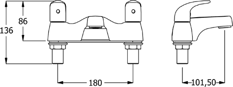 Technical image of Deva Elan Bath Filler Tap (Chrome).