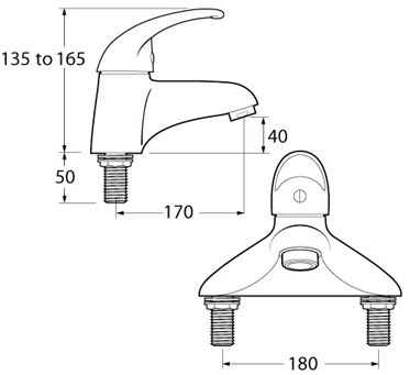 Technical image of Deva Elan Single Lever Bath Filler Tap.