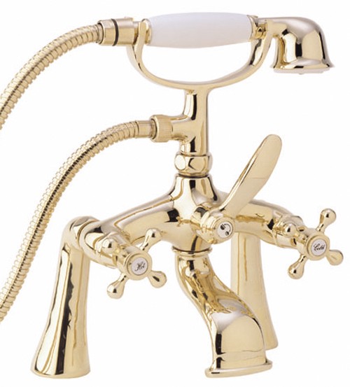 Larger image of Deva Empire Bath Shower Mixer Tap With Shower Kit (Gold).